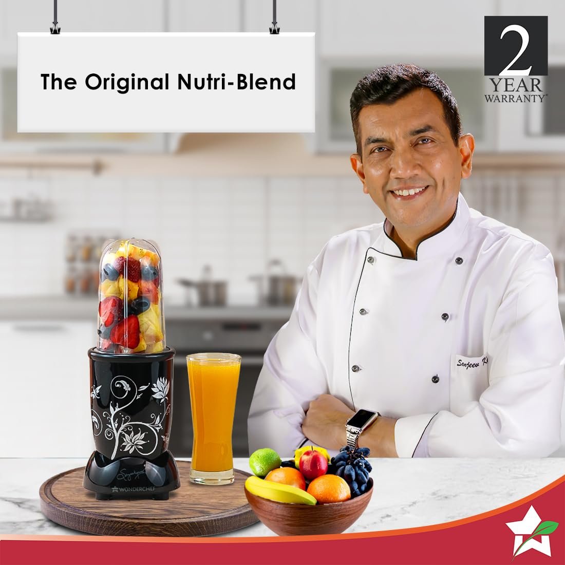 Wonderchef Nutri-blend 500W Juicer Mixer Grinder, 22000 RPM Copper Motor, Smoothie Maker, Masala Grinder, Chutney Blender, 2 Unbreakable Jars, Recipe Book by Chef Sanjeev Kapoor, 2 Yr Warranty, Black - View 10